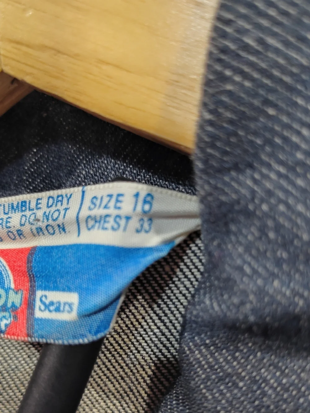 Vintage 70s Sears‎ Put On Shop Denim Jacket Size 16 Youth Patched Trucker Jean